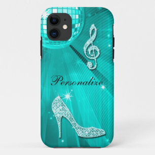 Glanzende Turquoise Muzieknote & Stiletto Hak Case-Mate iPhone Case