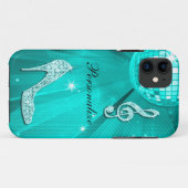 Glanzende Turquoise Muzieknote & Stiletto Hak Case-Mate iPhone Case (Achterkant (horizontaal))