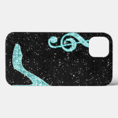 Glanzende Turquoise Muzieknote & Stiletto Hak Case-Mate iPhone Case (Achterkant (horizontaal))