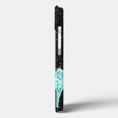 Glanzende Turquoise Muzieknote & Stiletto Hak Case-Mate iPhone Case (Achterkant / Links)