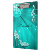 Glanzende Turquoise Muzieknote & Stiletto Hak Klembord (Links)