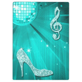 Glanzende Turquoise Muzieknote & Stiletto Hak Klembord (Achterkant)