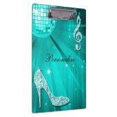 Glanzende Turquoise Muzieknote & Stiletto Hak Klembord (Rechts)