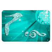 Glanzende Turquoise Muzieknote & Stiletto Hak Magneet (Horizontaal)