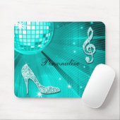Glanzende Turquoise Muzieknote & Stiletto Hak Muismat (Met muis)