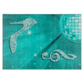 Glanzende Turquoise Muzieknote & Stiletto Hak Snijplank (Voorkant)