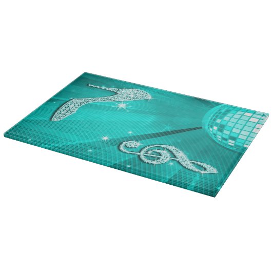 Glanzende Turquoise Muzieknote & Stiletto Hak Snijplank (Hoek)