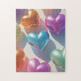 Glanzende Valentijn harten in pastel tinten vertic Legpuzzel