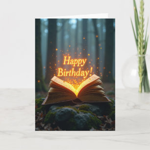 Glanzende Verjaardagskaart met Oud Boek Kaart
