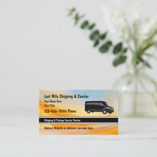 Glanzende verzending en koerier op laatste mijl visitekaartje (Staand voorkant)