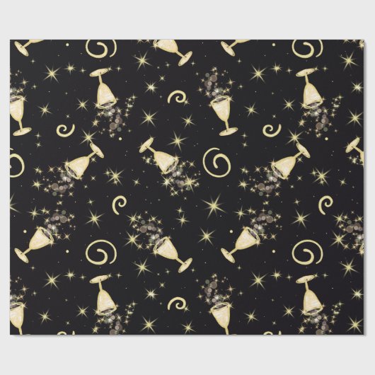 Glanzende viering-drankjes in goud en zwart cadeaupapier (Vlak)