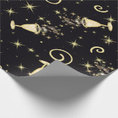 Glanzende viering-drankjes in goud en zwart cadeaupapier (Hoek)