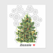 Glanzende Vintage Kerstboom Uitsnede Sticker (Vel)