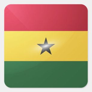 Glanzende vlag op het Ghanese plein Vierkante Sticker