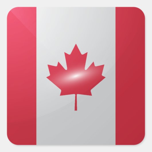 Glanzende vlag van Canada Square Vierkante Sticker (Voorkant)