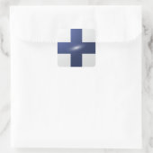 Glanzende vlag van Finland Vierkante Sticker (Tas)