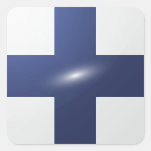 Glanzende vlag van Finland Vierkante Sticker