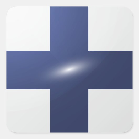 Glanzende vlag van Finland Vierkante Sticker (Voorkant)