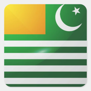 Glanzende vlag van het Kasjmirplein Vierkante Sticker