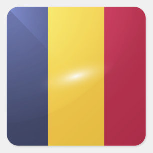 Glanzende vlag van het Tsjaadplein Vierkante Sticker