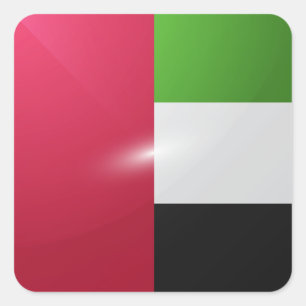 Glanzende vlag van het UEA-vierkant Vierkante Sticker