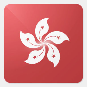 Glanzende vlag van Hongkong Vierkante Sticker