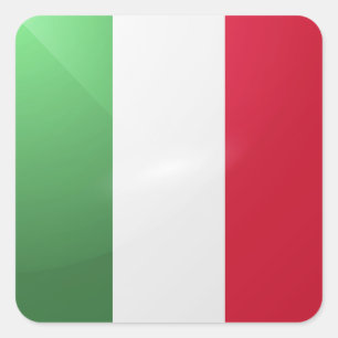 Glanzende vlag van Italië Vierkante Sticker