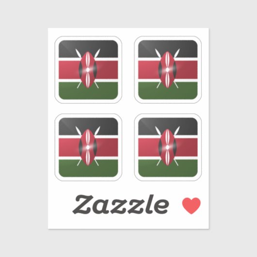 Glanzende vlag van Kenia Sticker (Vel)