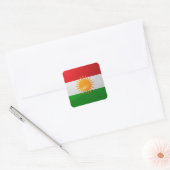 Glanzende vlag van Koerdistan Vierkante Sticker (Envelop)