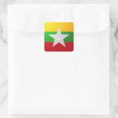 Glanzende vlag van Myanmar Vierkante Sticker (Tas)