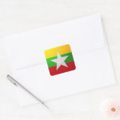 Glanzende vlag van Myanmar Vierkante Sticker (Envelop)