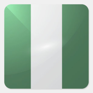 Glanzende vlag van Nigeria Vierkante Sticker