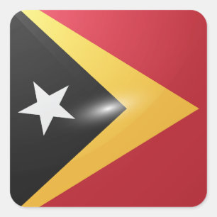 Glanzende vlag van Oost-Timor Vierkante Sticker