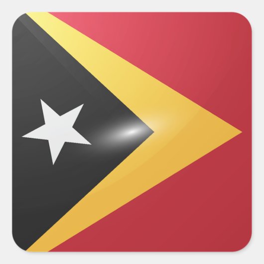 Glanzende vlag van Oost-Timor Vierkante Sticker (Voorkant)