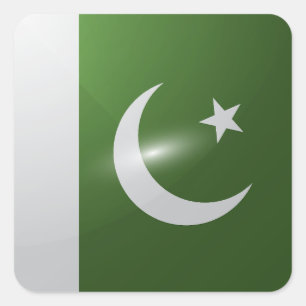 Glanzende vlag van Pakistan Vierkante Sticker