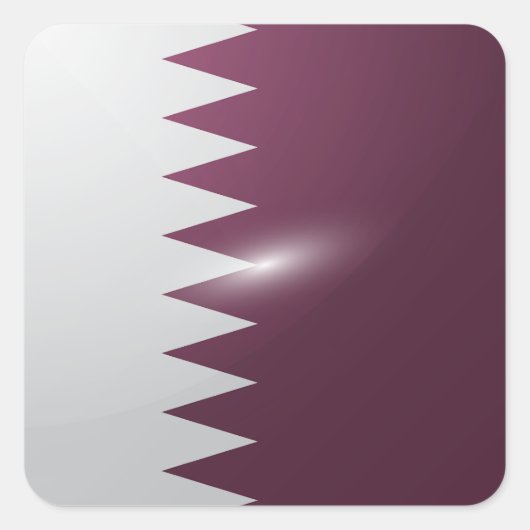 Glanzende vlag van Qatar Vierkante Sticker (Voorkant)