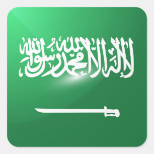 Glanzende vlag van Saoedi-Arabië Vierkante Sticker