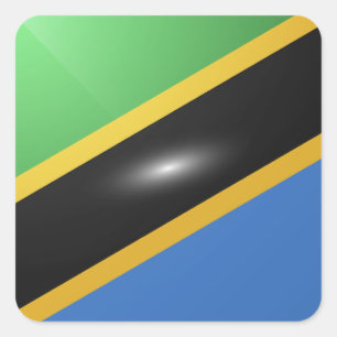 Glanzende vlag van Tanzania Vierkante Sticker