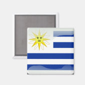 Glanzende vlag van Uruguay Magneet (Voorkant / Achterkant)