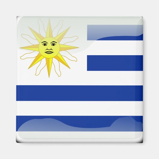 Glanzende vlag van Uruguay Magneet (Voorkant)