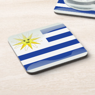 Glanzende vlag van Uruguay Onderzetter