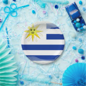 Glanzende vlag van Uruguay Papieren Bordje (Feest)