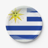 Glanzende vlag van Uruguay Papieren Bordje (Voorkant)