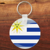 Glanzende vlag van Uruguay Sleutelhanger (Voorkant)