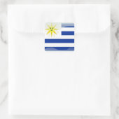 Glanzende vlag van Uruguay Vierkante Sticker (Tas)