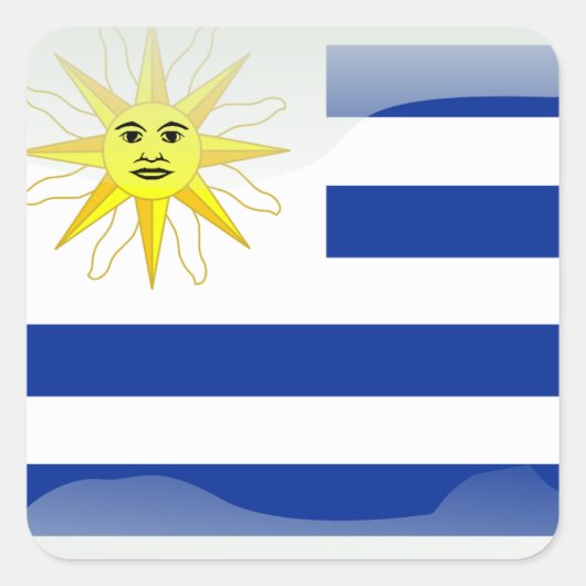 Glanzende vlag van Uruguay Vierkante Sticker (Voorkant)