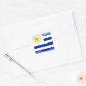 Glanzende vlag van Uruguay Vierkante Sticker (Envelop)