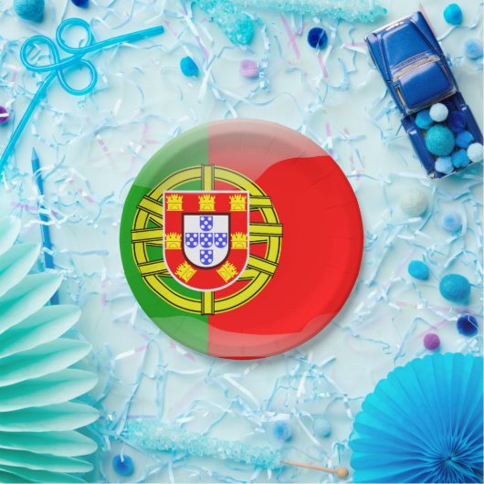 Glanzende vlag voor Portugal Papieren Bordje (Feest)
