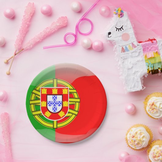 Glanzende vlag voor Portugal Papieren Bordje (Feest)