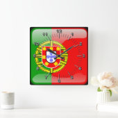 Glanzende vlag voor Portugal Vierkante Klok (Huis)